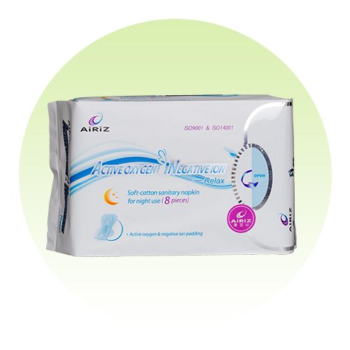 AIRIZ OXYGEN & NEGTIVE IONRELAX SOFTCOTTON SANITARY NAPKIN FOR NIGHT